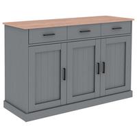 sideboard Grau massiv - gris/noir, Romantik / Landhaus, bois/matériau de bois (131/86/45cm) - Based