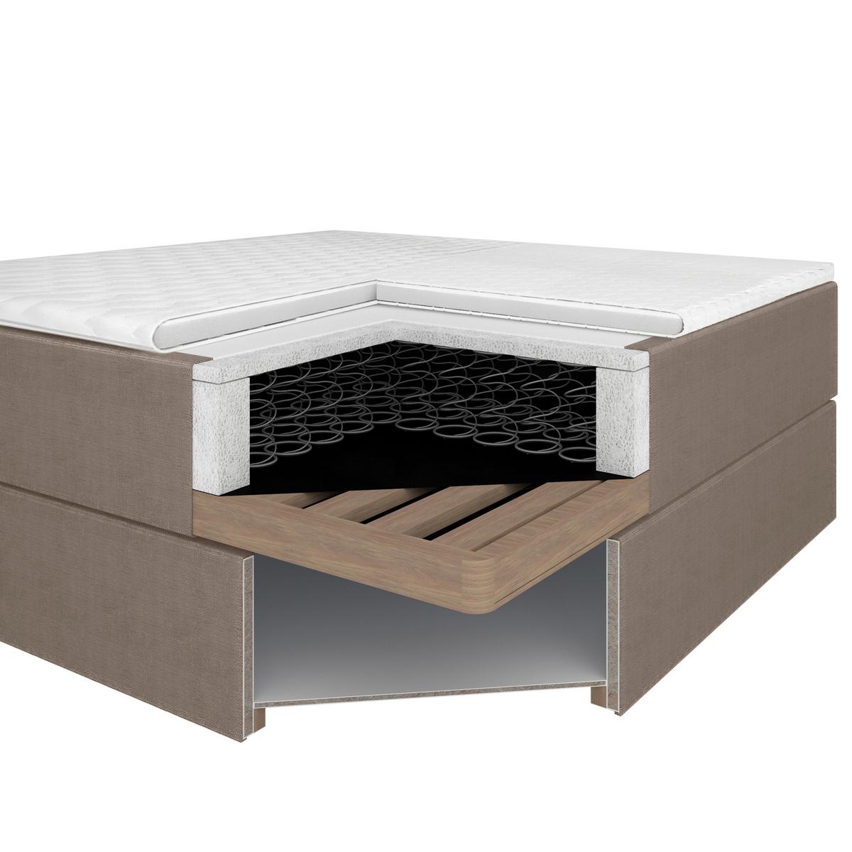 Lit Monza, env. 180/200 cm Braun inkl. Topper - couleur de chêne/marron, Modern, textile/bois (180/200cm) - Bessagi Home