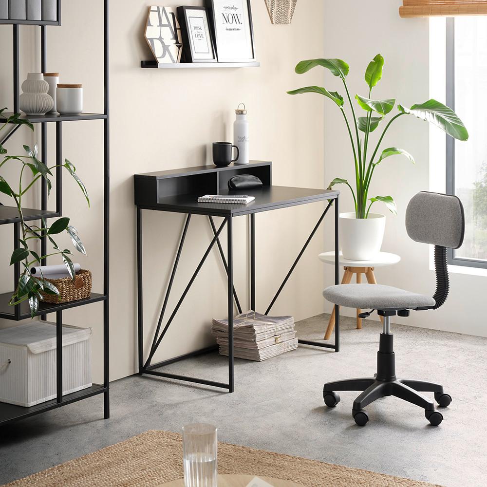 BUREAU PERCY -BASED- - noir, MODERN, matériau en bois/métal (91/87/50cm) - Based