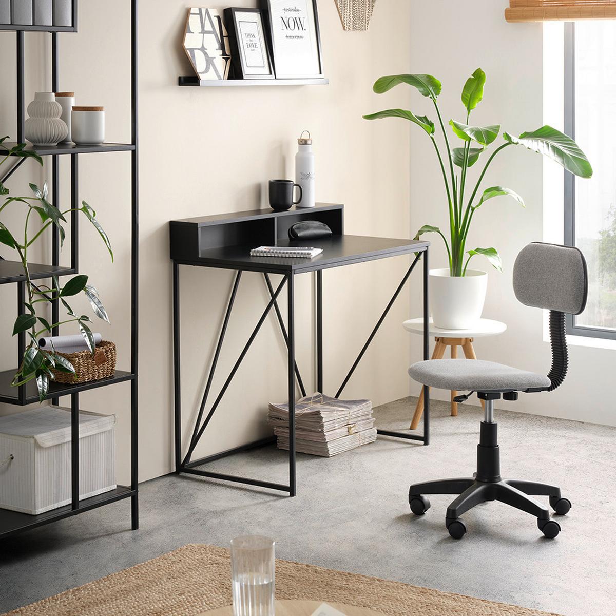 Schreibtisch in Schwarz - Schwarz, Modern, Holzwerkstoff/Metall (91/50/87cm) - Based