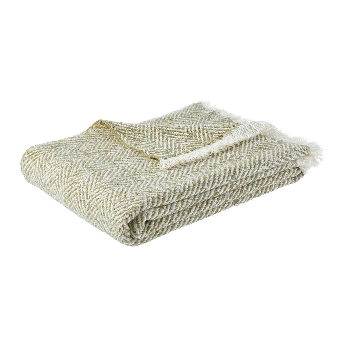 Kuscheldecke Chevron Grün/Weiß ca. 130x170cm - Weiß/Grün, MODERN, Textil (130/170cm) - Modern Living