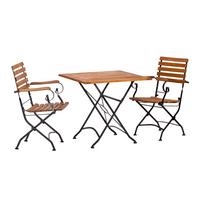 Gartengarnitur Lindau Akazie Echtolz/Metall 3-tlg. - Anthrazit/Akaziefarben, Basics, Holz/Metall (80/65/80cm) - Gardenson