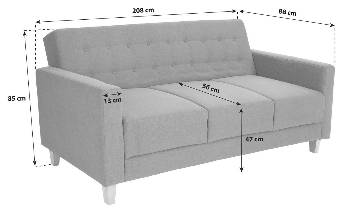 Zofa Levi, Siva, Ležišče - siva/naravne barve, Moderno, tekstil/les (208/85/88cm)