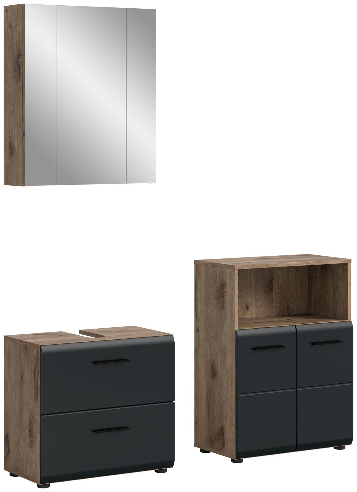 BADEZIMMER ICE - Eiche dunkel/Schwarz, Basics, Holzwerkstoff/Kunststoff (120cm) - MID.YOU