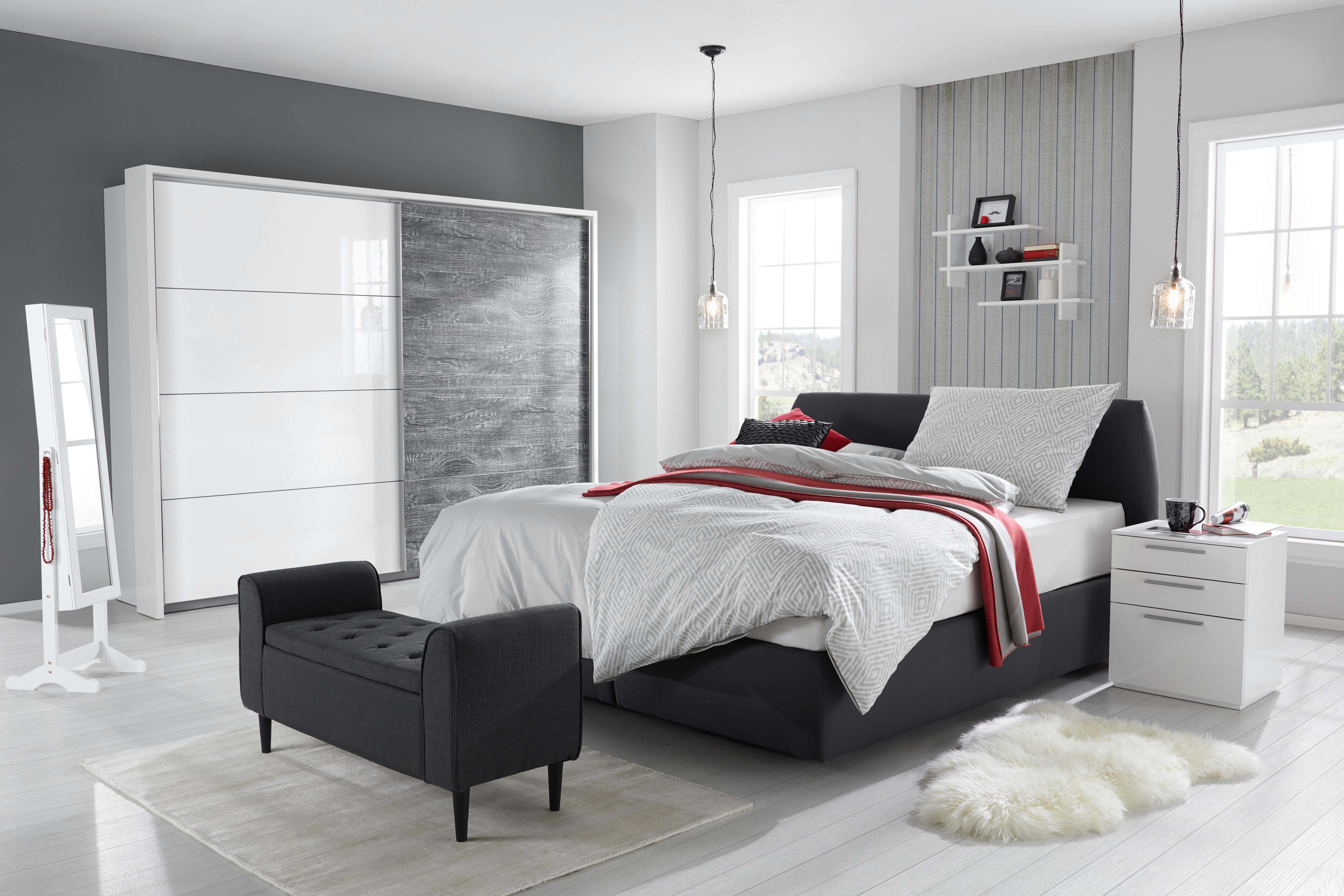SITTBÄNK FELICITY - svart/antracit, Romantik / Lanthus, trämaterial/textil (115/58/44cm) - Mömax