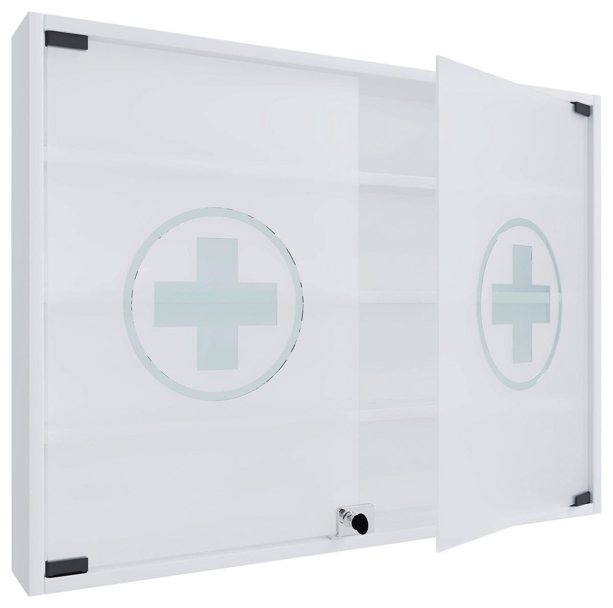 MEDIZINSCHRANK HUSTILA L - Weiss, Modern, Glas/Holzwerkstoff (80/60/10cm) - MID.YOU