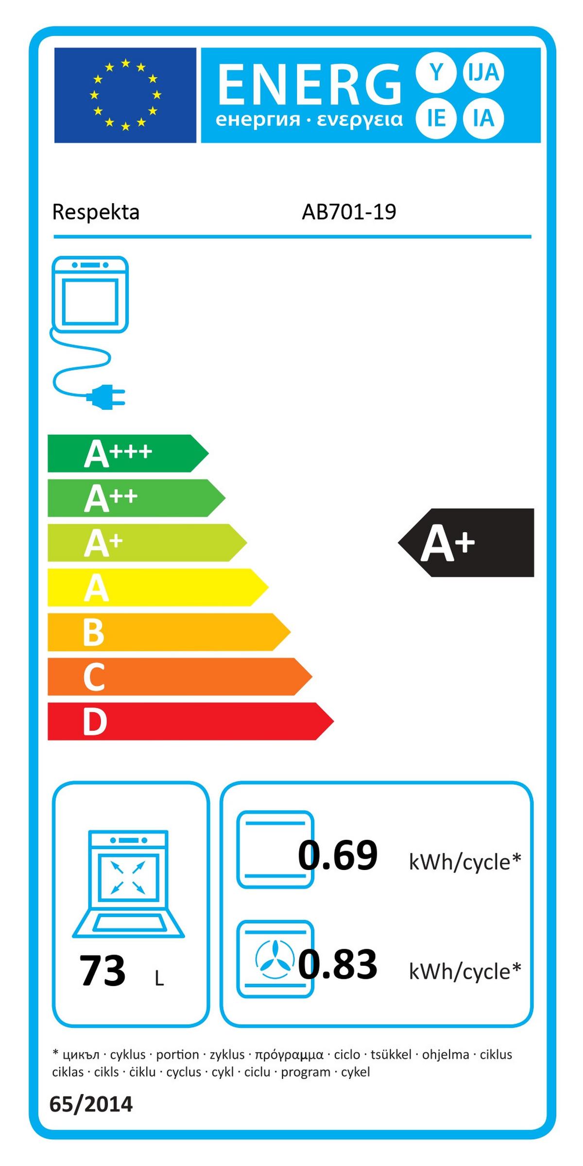 Einbaubackofen Julius AB701-19 Schwarz - Schwarz, Basics, Glas/Kunststoff (59,5/59,5/57,5cm) - Respekta