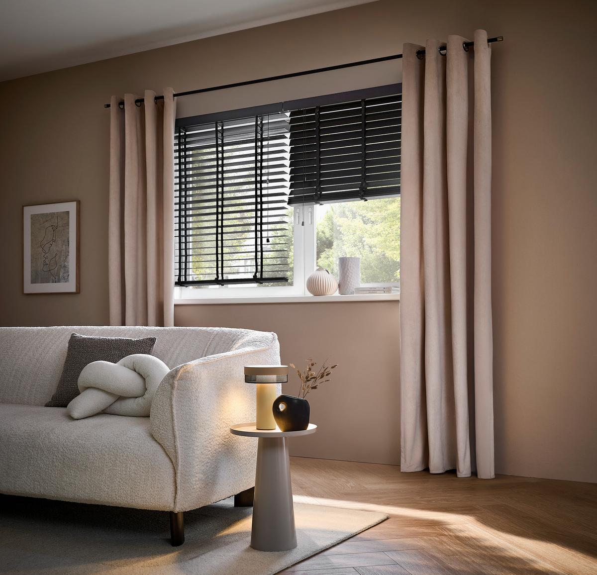 ŻALUZJA VENETIAN - czarny, Natur, drewno (90/130cm) - Homeware