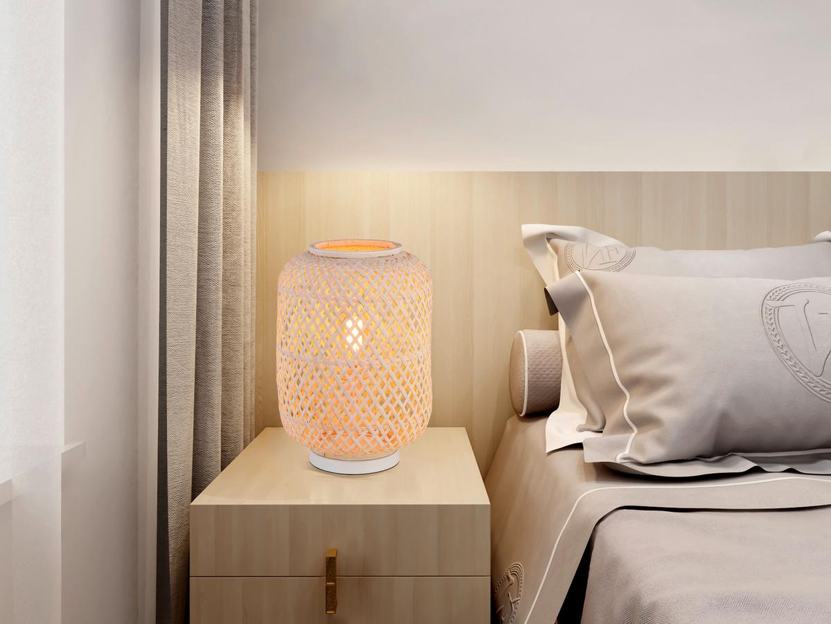 LAMPA STOŁOWA LAURINA - biały, Modern, drewno (28/43cm) - Bessagi Home