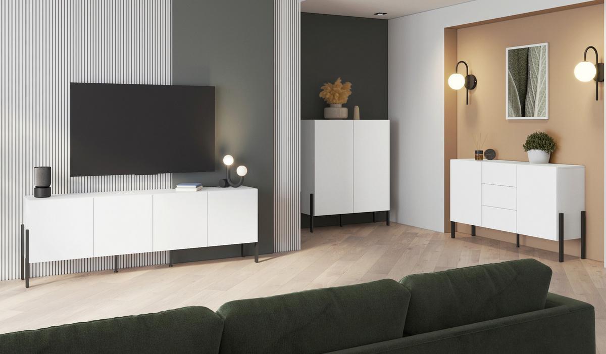 Tv Szekrény Jukon - fehér, Modern, faalapú anyag (204/70/40cm)