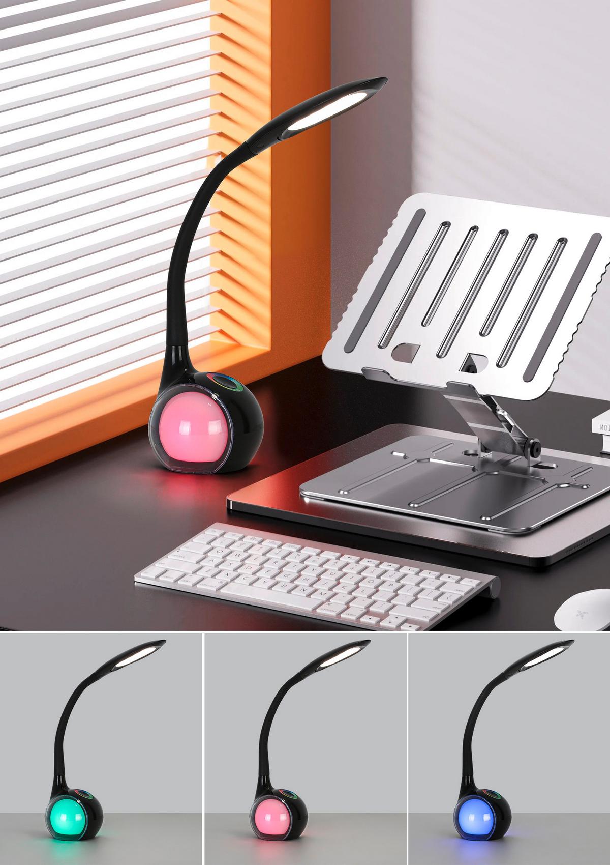 Lampă de birou cu LED Nihat - negru/transparent, Modern, plastic/metal (max 30/13,5/max 53cm) - Mömax