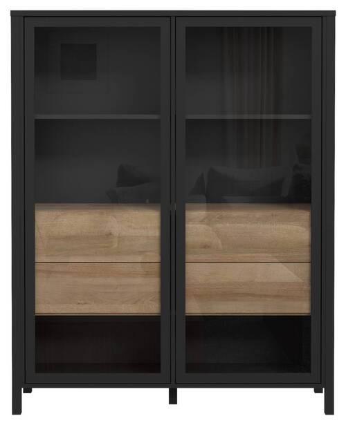 Félmagas Szekrény High Rock - fekete/tölgyfa, Design, faalapú anyag/Üveg (121,3/152,3/40,2cm) - Mömax