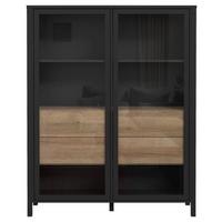 Félmagas Szekrény High Rock - tölgyfa színű/fekete, Design, faalapú anyag/Üveg (121,3/152,3/40,2cm) - Mömax