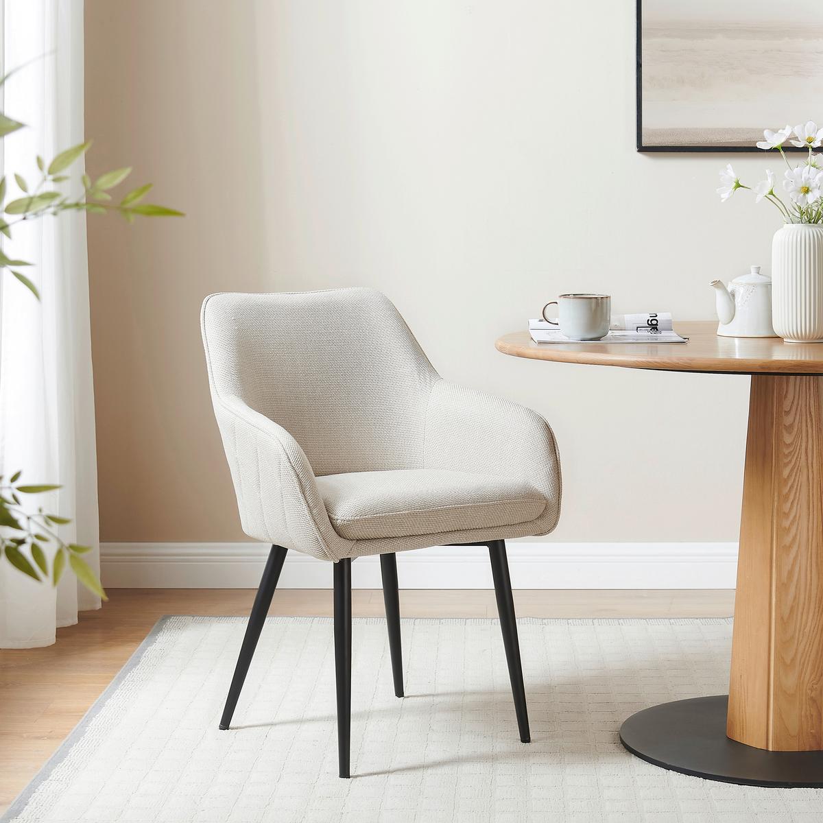 Naslanjač Rebi, Bež - črna/bež, Moderno, kovina/tekstil (61/85/60cm) - Livetastic