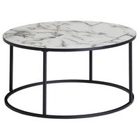Couchtisch Marmoroptik ca. 80x38 cm Gestell Schwarz - Schwarz/Weiß, KONVENTIONELL, Holzwerkstoff/Metall (80/80/38cm) - MID.YOU