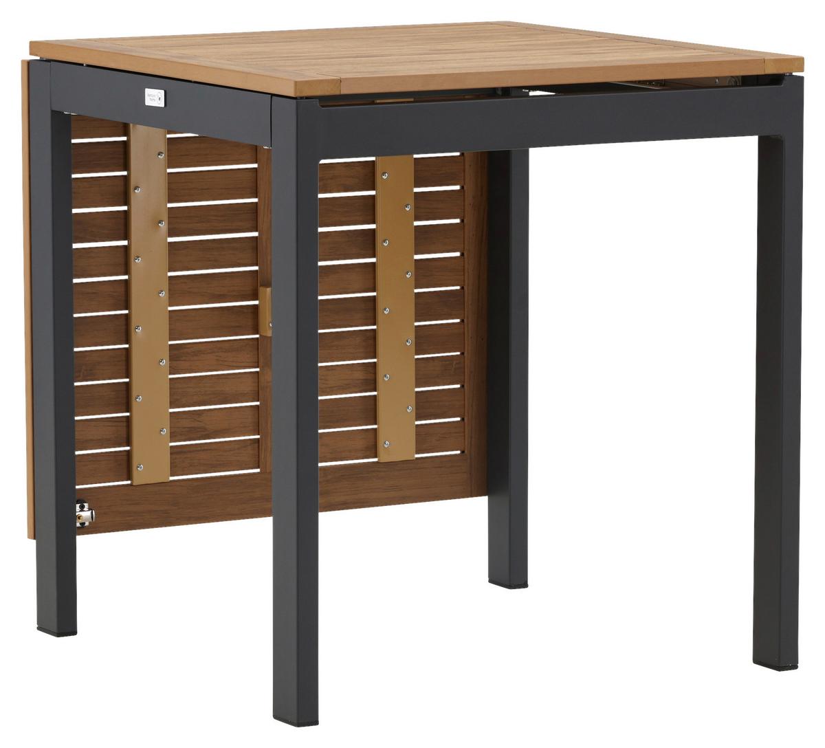 Balkontisch Diego klappbar ca. 70x70 cm Holz/Schwarz - Schwarz/Braun, KONVENTIONELL, Holz/Metall (70/70/75cm) - Gardenson