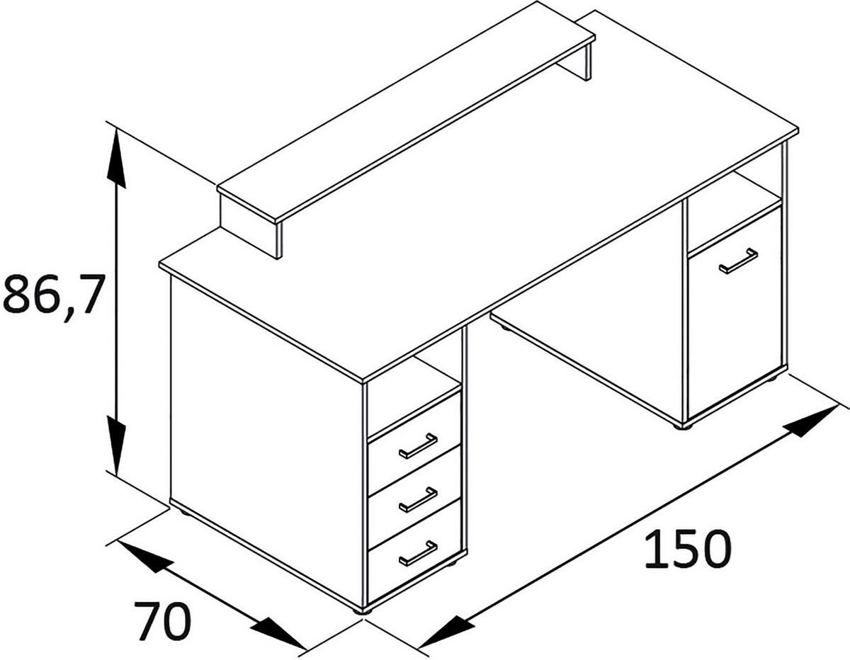 SCHREIBTISCH Niels, Anthrazit - Anthrazit/Silberfarben, MODERN, Holzwerkstoff/Kunststoff (150/70/70cm) - MID.YOU
