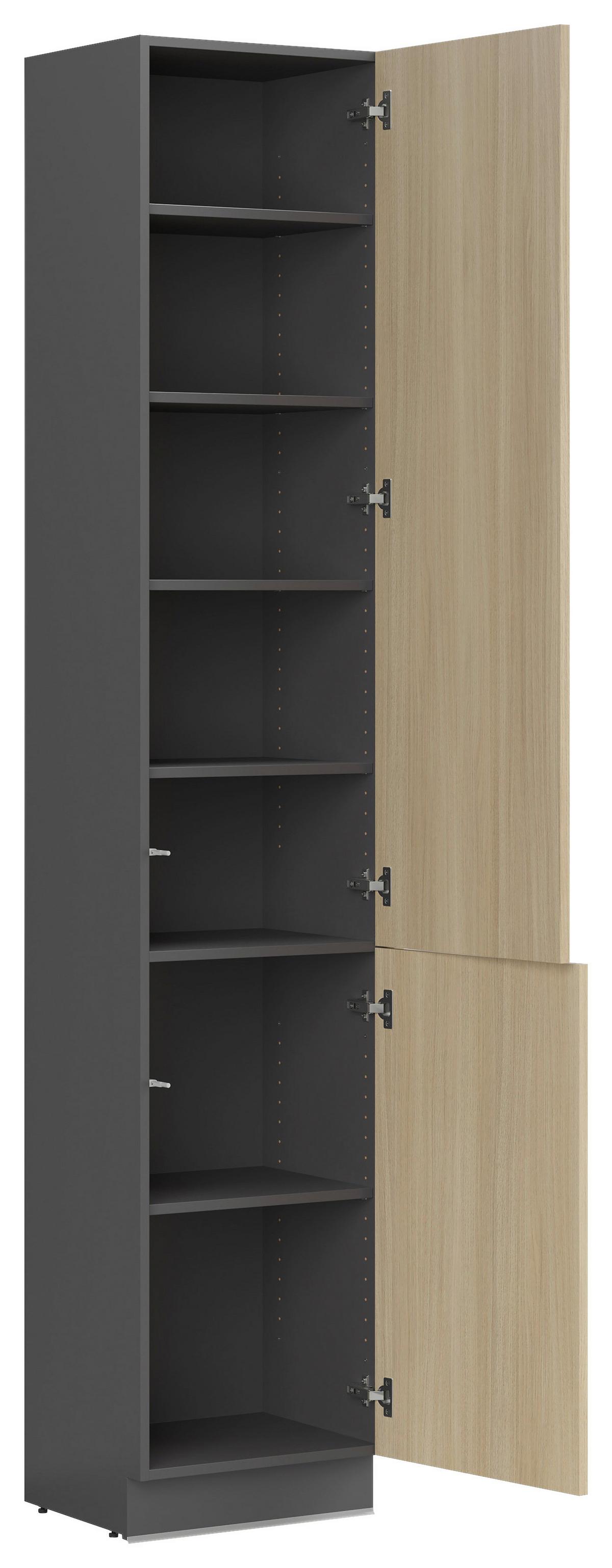 Bucatarie standard MILINO - culoare lemn stejar/grafit, Basics, material pe bază de lemn (330/230/60cm) - Visiona