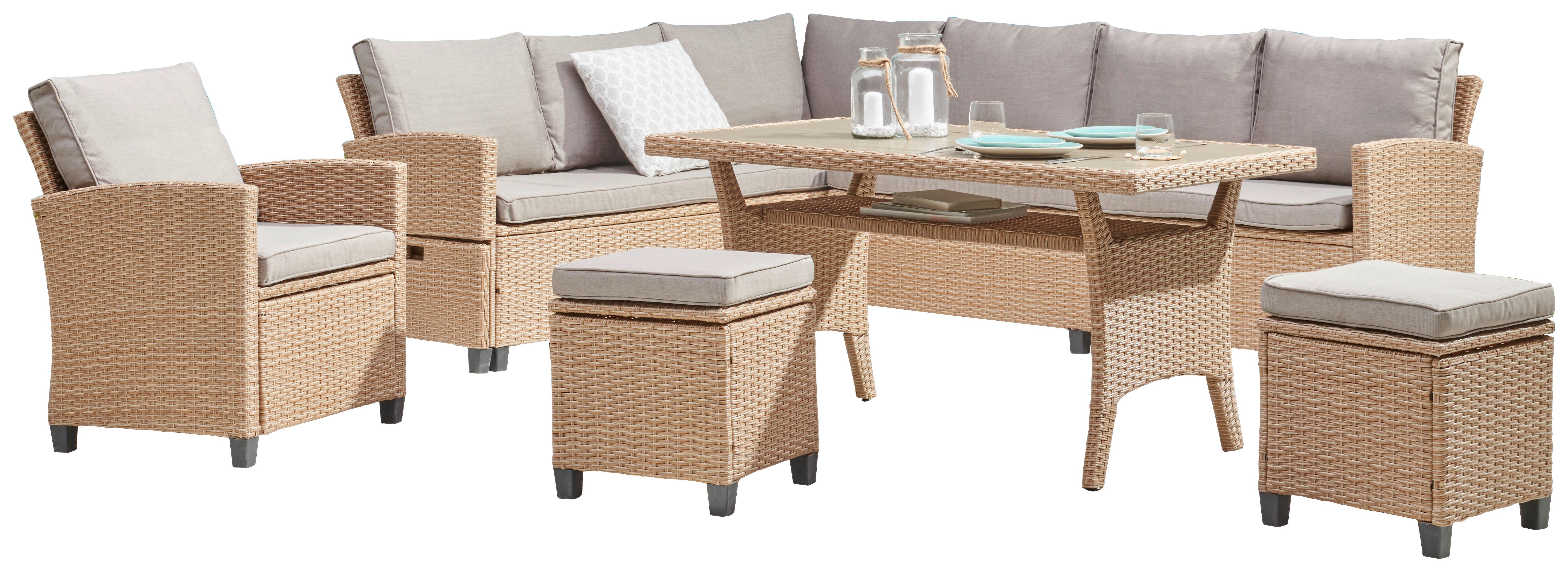 Lounge Garnitura Porto-multi, Svetlo Rjava, 6-Delni Set - svetlo rjava/siva, Moderno, umetna masa/tekstil (190/237cm) - Beldano