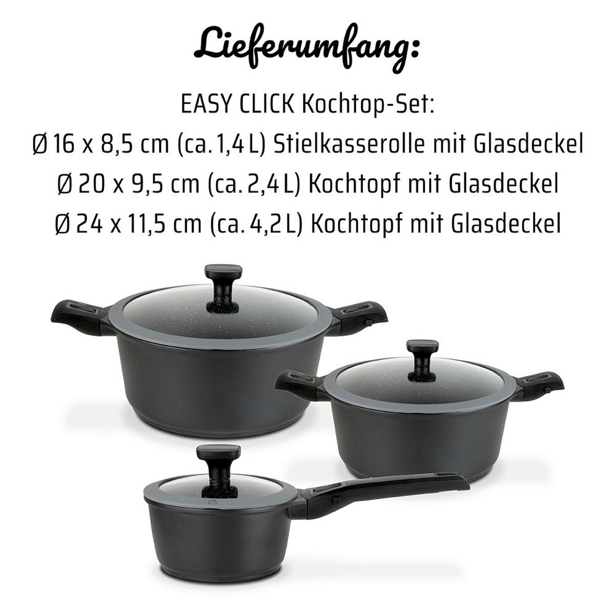 Kochtopfset Kit-Set Easy Click Schwarz, 3-teilig - Schwarz, Basics, Metall - GSW