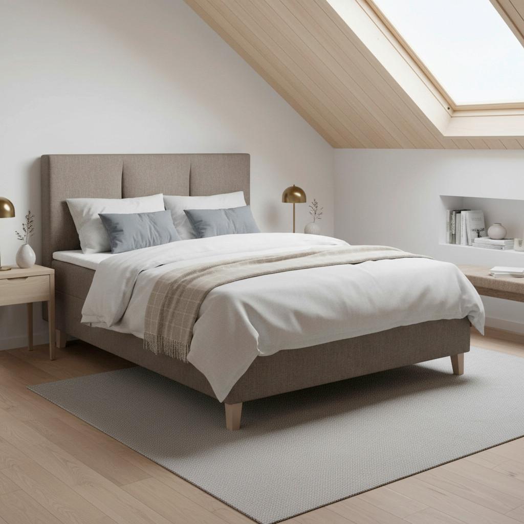 Boxbett Monza Braun ca. 160x200 cm mit Topper - Eichefarben/Braun, MODERN, Holz/Textil (160/200cm) - Bessagi Home