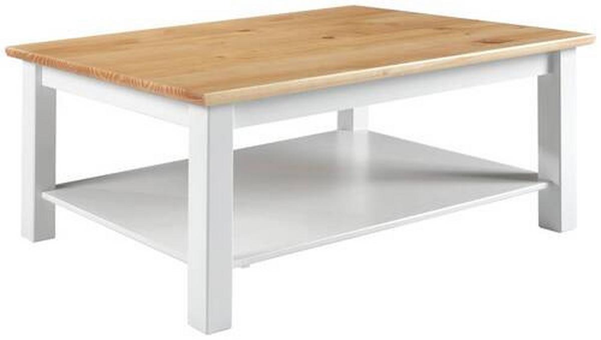 STOLIK KAWOWY KLAUS - kolor naturalny/biały, Romantik / Landhaus, drewno (110/45/75cm) - MID.YOU