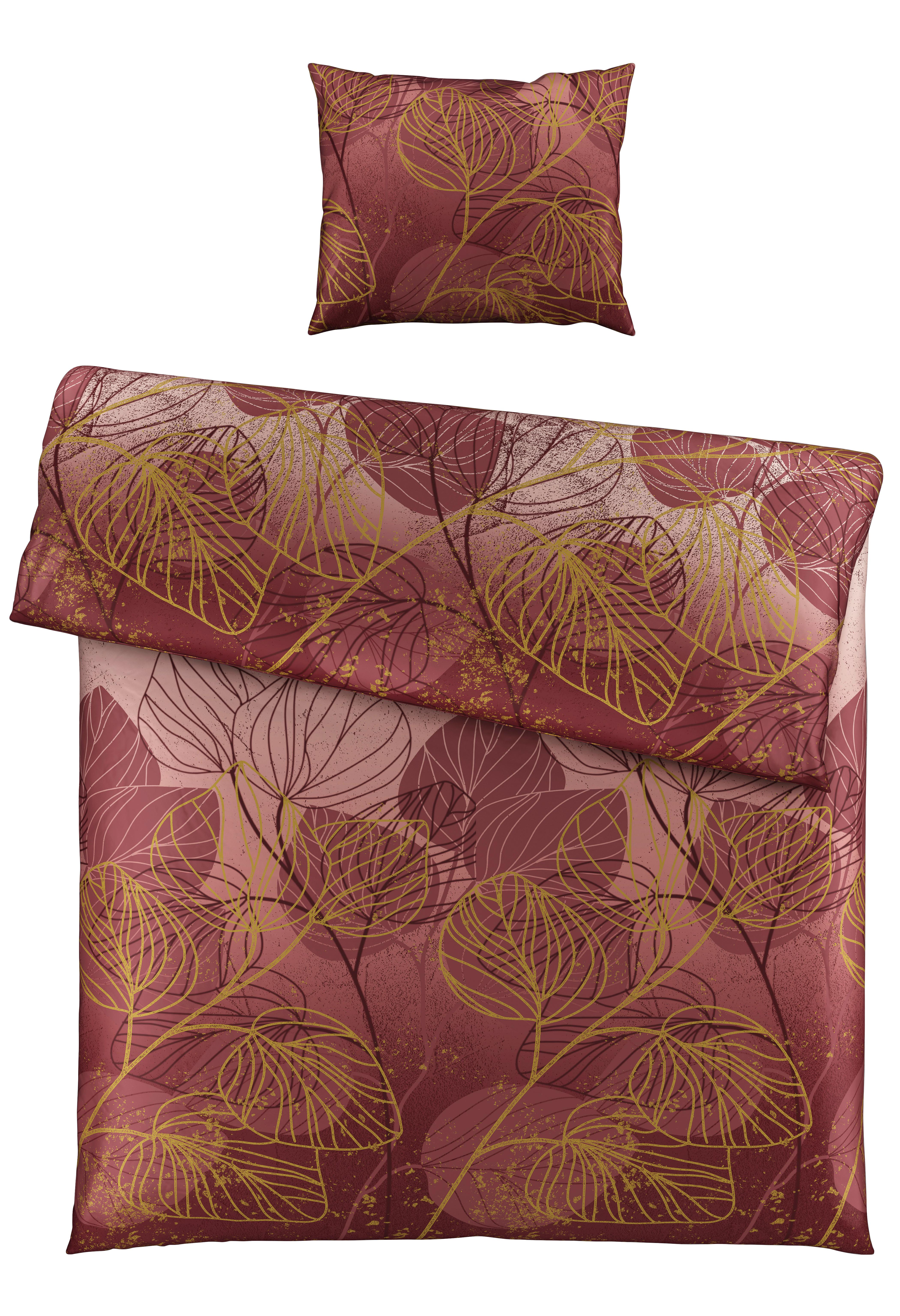 Bettwäsche Britt ca. 160x210cm - Weinrot, Konventionell, Textil (160/210cm) - Premium Living