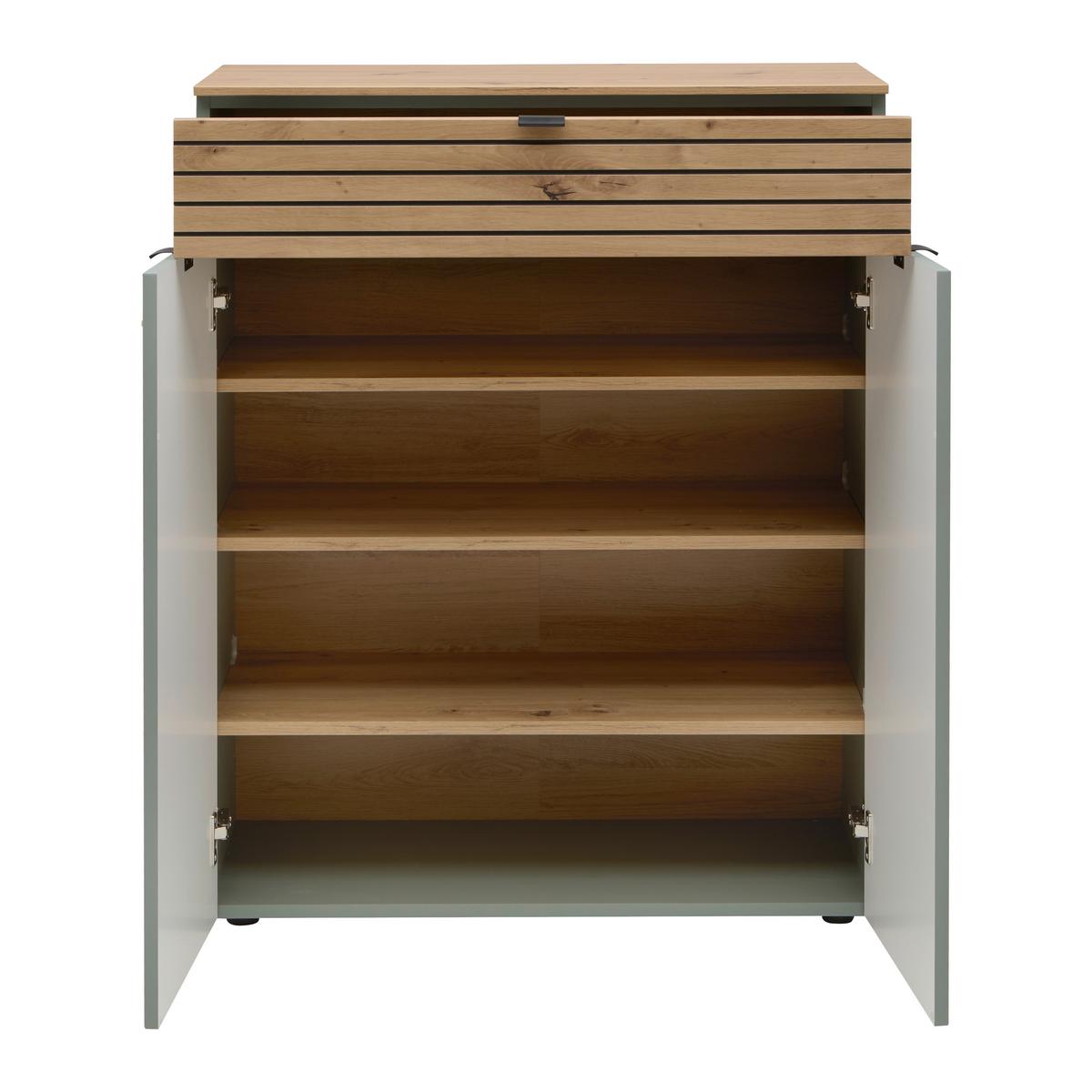 Kommode Bahia-M Grün/Eiche Artisan - Schwarz/Eiche Artisan, MODERN, Holzwerkstoff/Metall (81/101/41cm) - Mömax