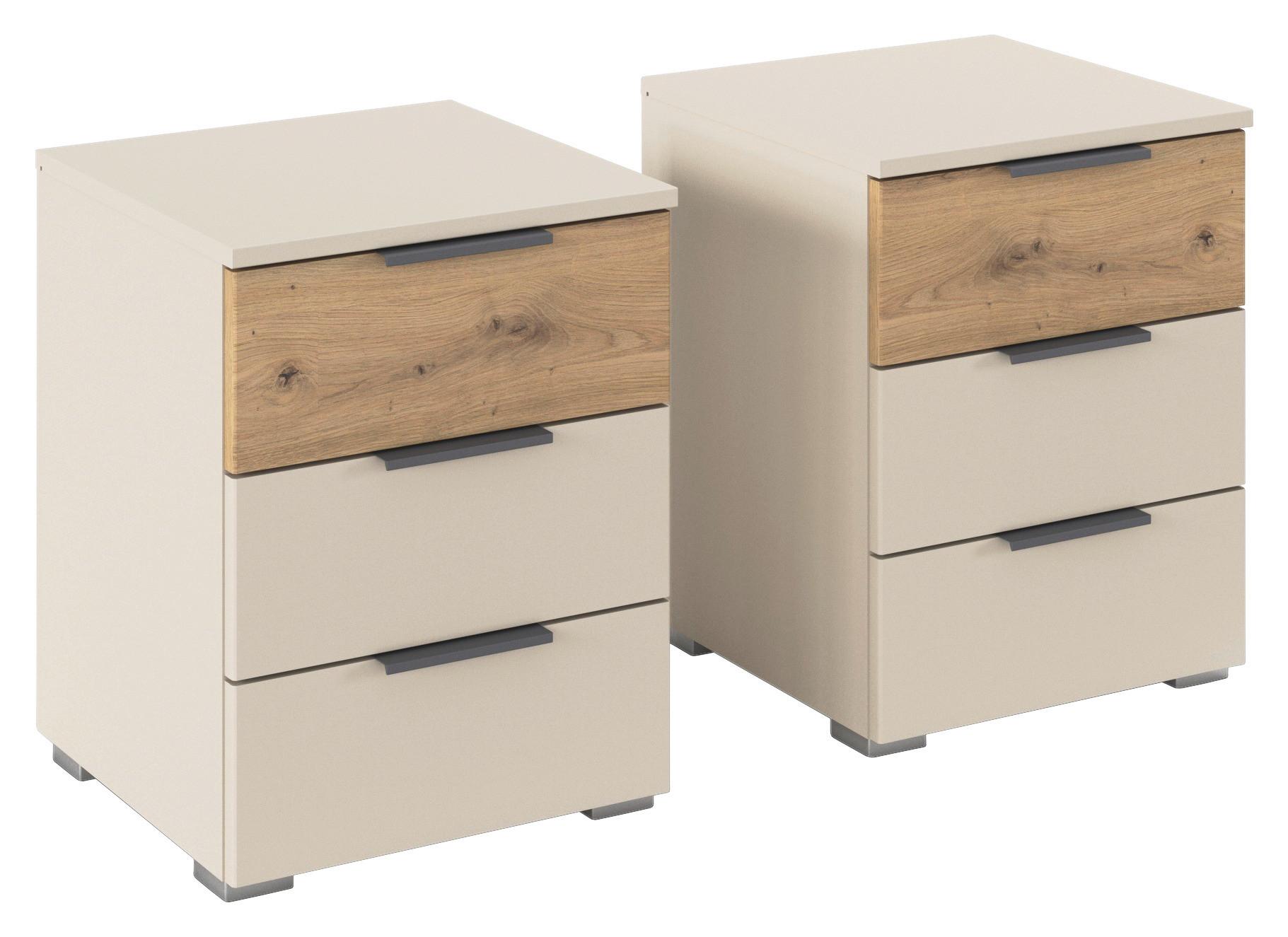 Éjjeliszekrény Szett Ellmau - Pezsgő/Artisan tölgy, Konventionell, faalapú anyag/fém (40/52/40cm) - Premium Living