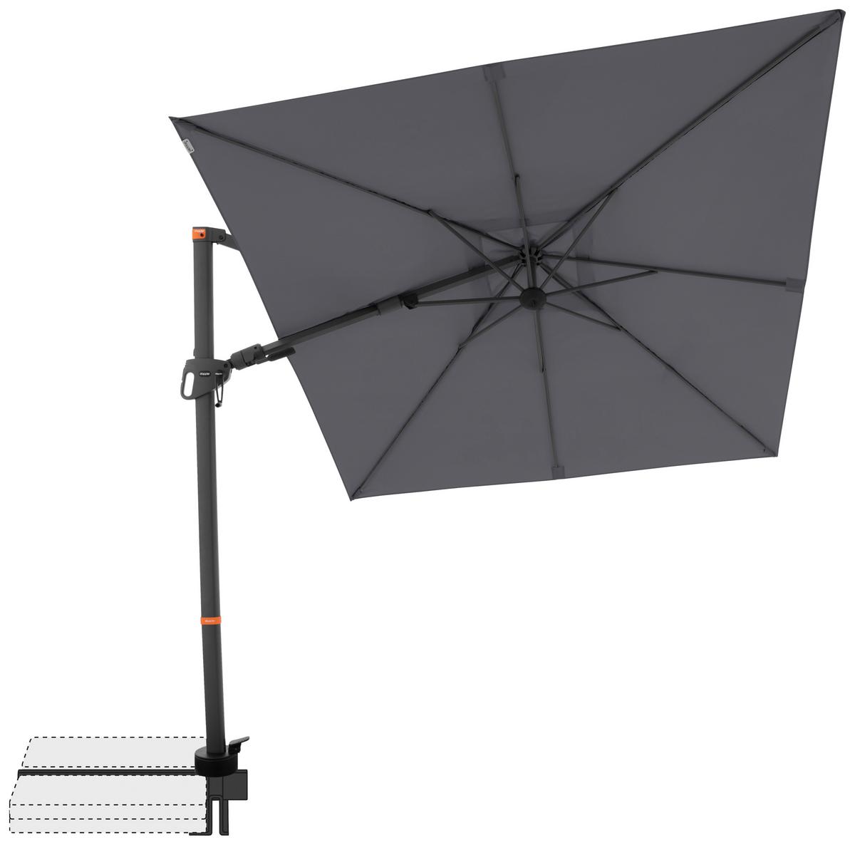 Ampelschirm Myzone Anthrazit ca. 210x210cm - Anthrazit, Basics, Textil/Metall (210/210cm) - Doppler
