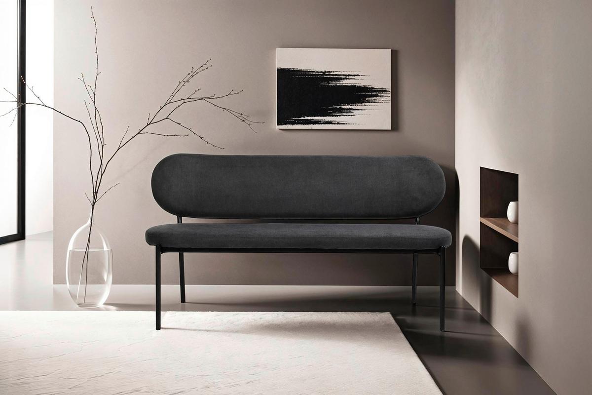 Sitzbank Jersey Schwarz/Dunkelgrau - Dunkelgrau/Schwarz, Design, Textil/Metall (160/82/62cm) - MID.YOU