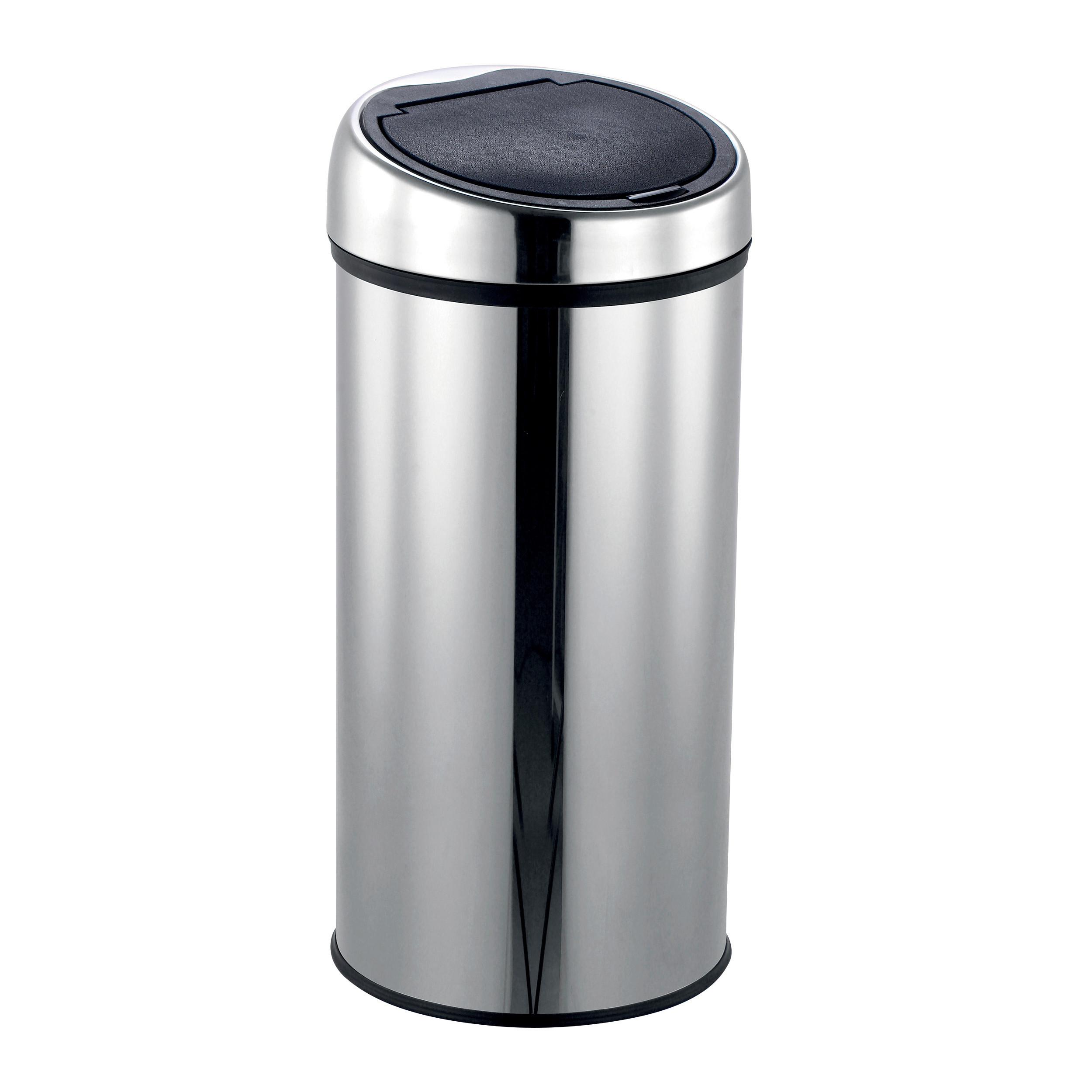 ABFALLEIMER 100930 - Silberfarben/Schwarz, Basics, Metall (35/66/35cm) - Spirella