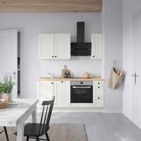 Küchenblock Cascada High m. Geräten Weiß - Eichefarben/Schwarz, MODERN, Holzwerkstoff/Metall (180cm) - Nobilia