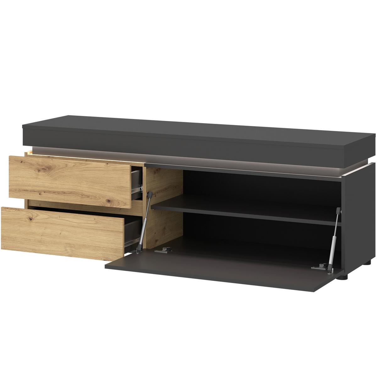 Comodă TV LUCI GRAU - stejar Artisan/gri, Trend, material pe bază de lemn (150,4/56,7/48cm) - Modern Living