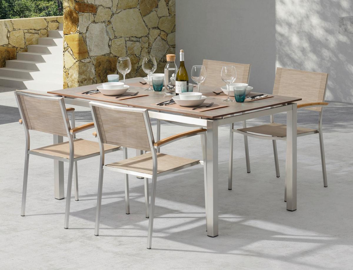 Vrtna Garnitura Skye - barva tikovine/platinaste barve, Basics, kovina/tekstil (150/89/90cm) - Gardenson