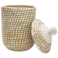 Korb Lauren Weiß - Weiß, ROMANTIK / LANDHAUS, Naturmaterialien/Kunststoff (32cm) - Zandiara