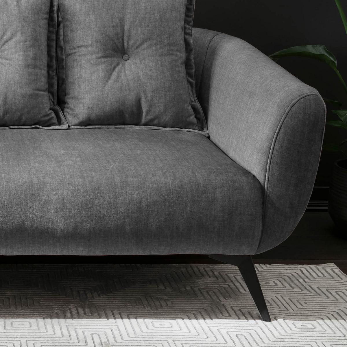 2,5-Sitzer-Sofa Baggio Grau Velours - Schwarz/Grau, MODERN, Holz/Textil (196/94/103cm) - Livetastic