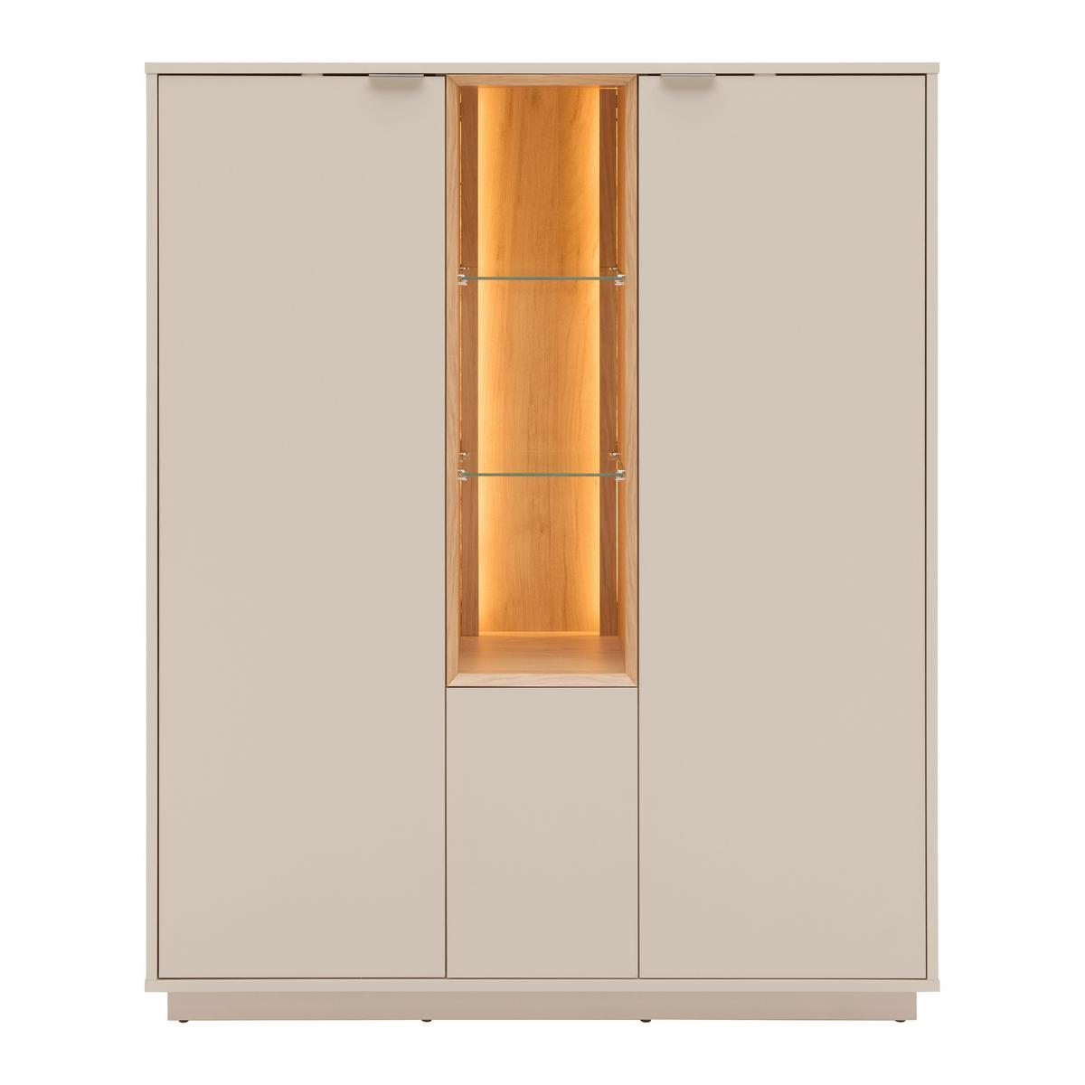 Highboard Velasca Eichefarben/Kaschmir - Kaschmir/Eichefarben, MODERN, Glas/Holzwerkstoff (116,4/95,4/40cm) - Premium Living