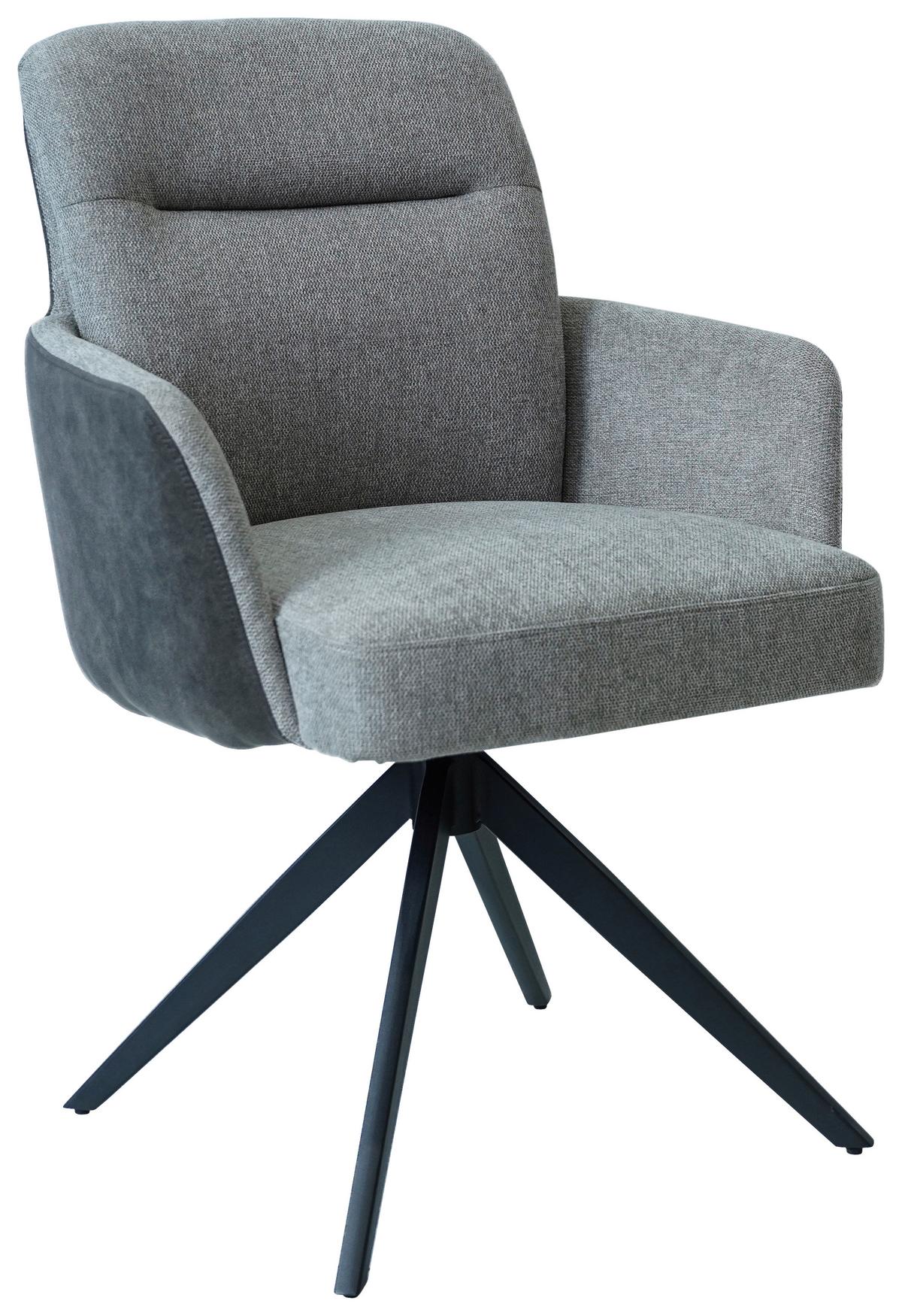 KRZESŁO Z PODŁOKIETNIKAMI CAN - jasnoszary/czarny, Design, metal/tkanina (60,5/88/65cm) - Novel