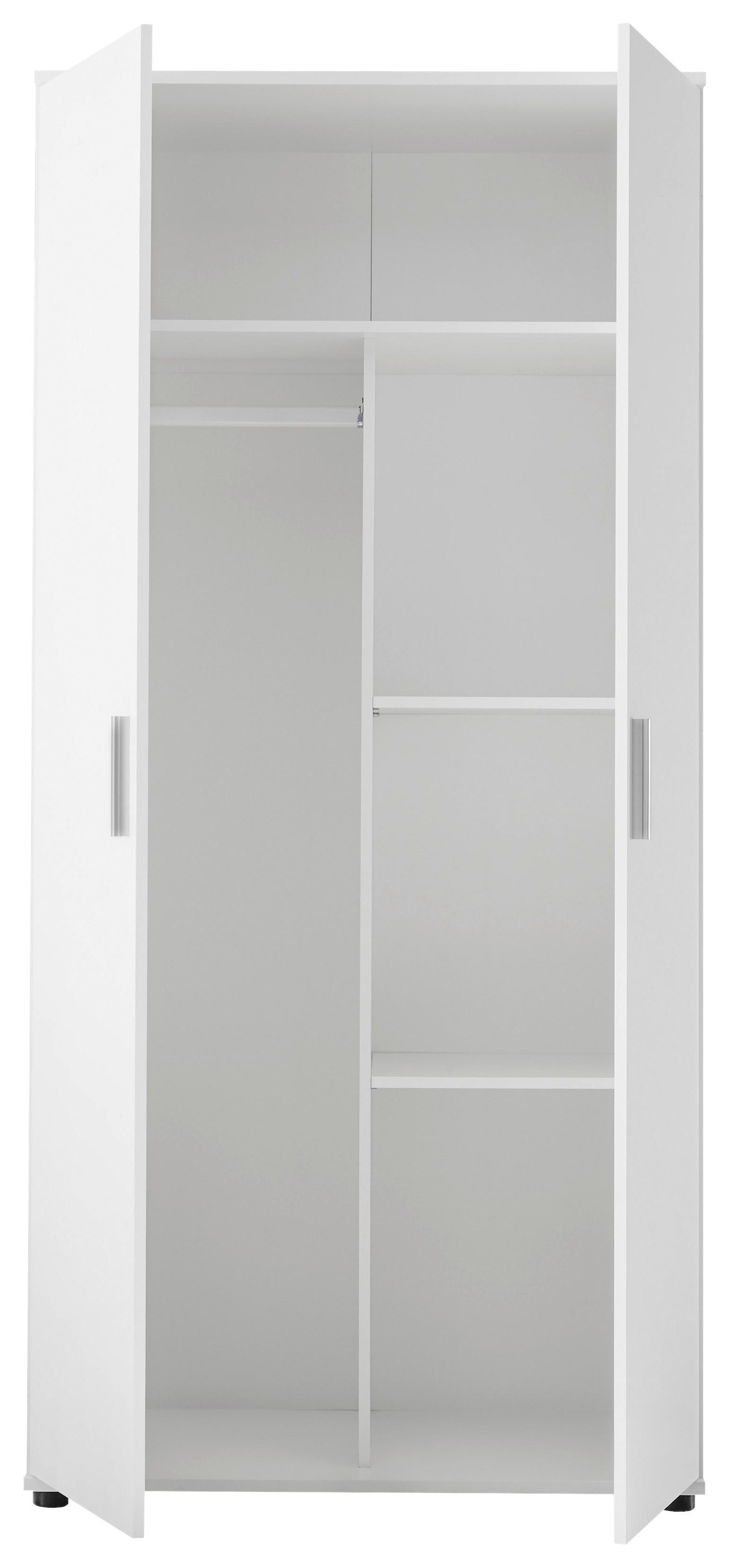 Otroška Garderobna Omara Bibo, Bela - srebrne barve/bela, Konvencionalno, umetna masa/leseni material (90/191/55cm) - MID.YOU