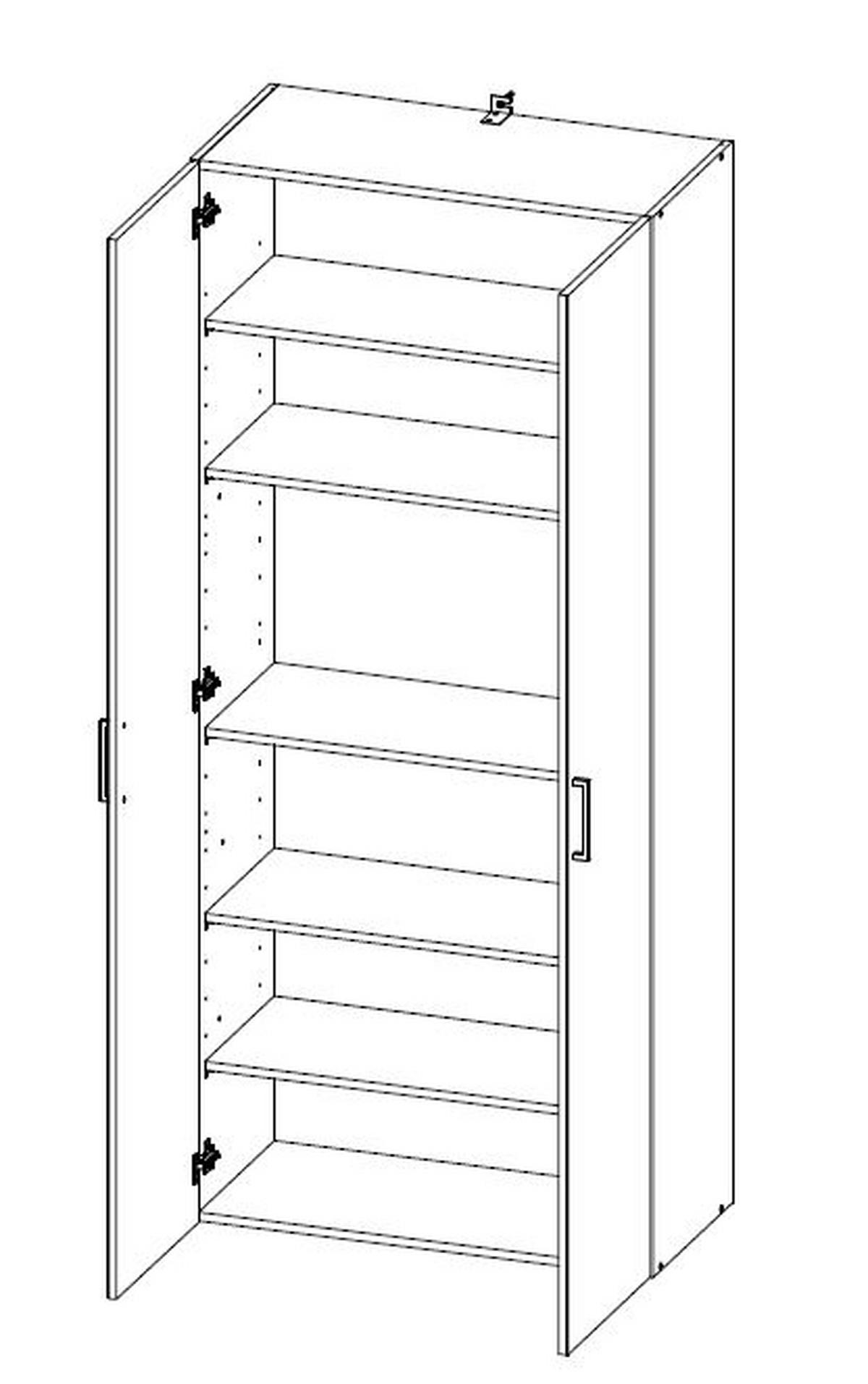 SZAFKA UNIWERSALNA MULTIRAUMKONZEPT - biały/kolor aluminiowy, Basics, materiał drewnopochodny/tworzywo sztuczne (70/185/40cm) - Xora