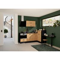 Eckküche inkl. 4 E-Geräte IKZ Eichefarben - Eichefarben/Dunkelgrau, Design, Holzwerkstoff/Metall (225/241cm) - Impuls
