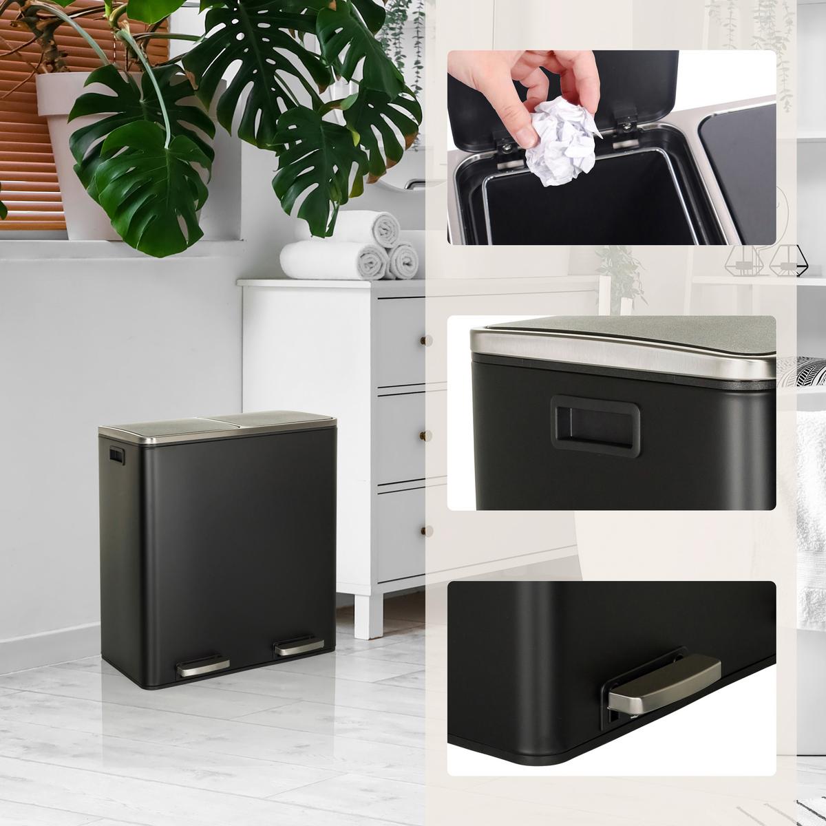 Abfallsammler Clean Schwarz ca. 59x65,5x32cm - Schwarz, MODERN (59,0/65,5/32cm) - MID.YOU