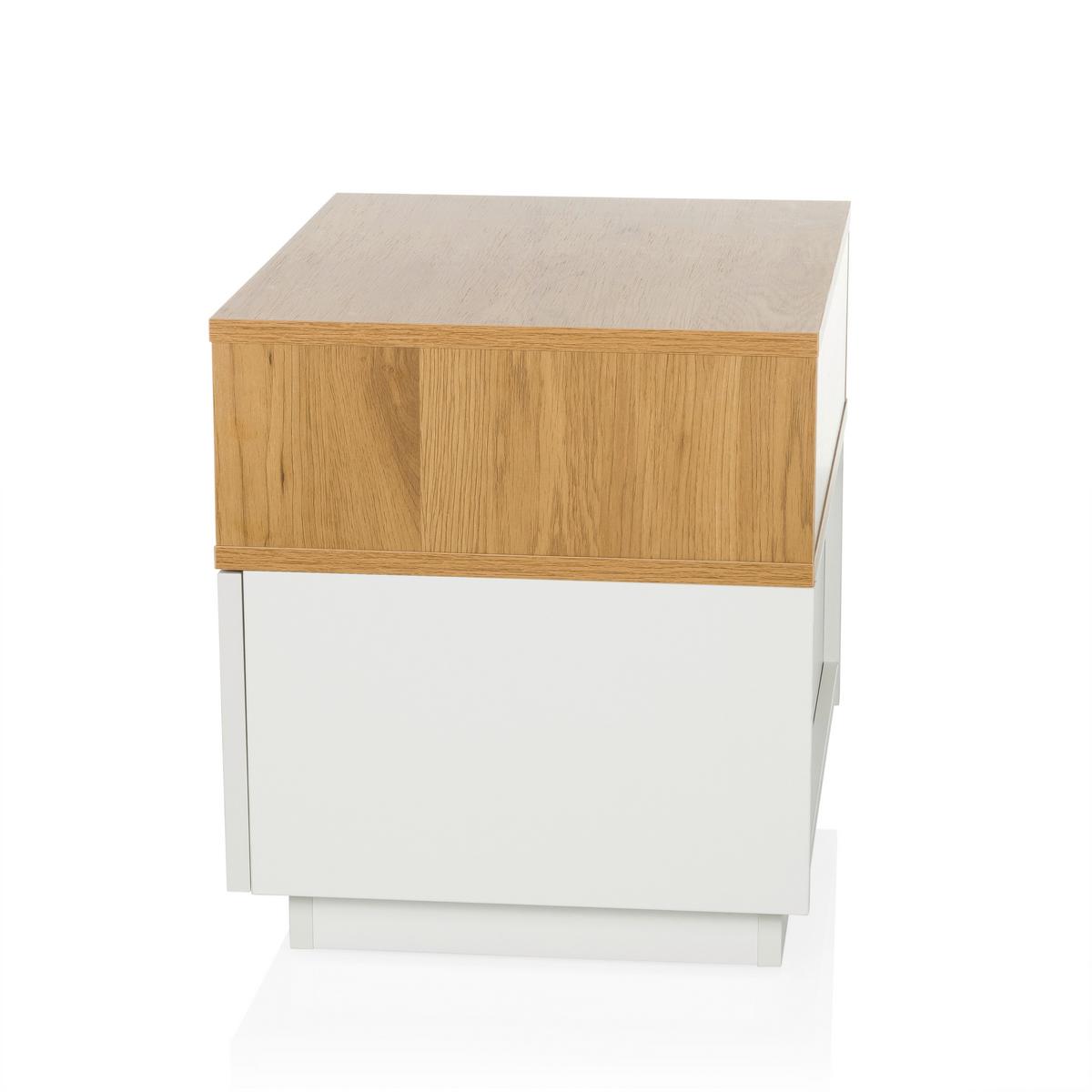 Mizica Melmo, Bela, Barva Hrasta - barve hrasta/bela, Moderno, umetna masa/leseni material (50/45/40cm) - MID.YOU