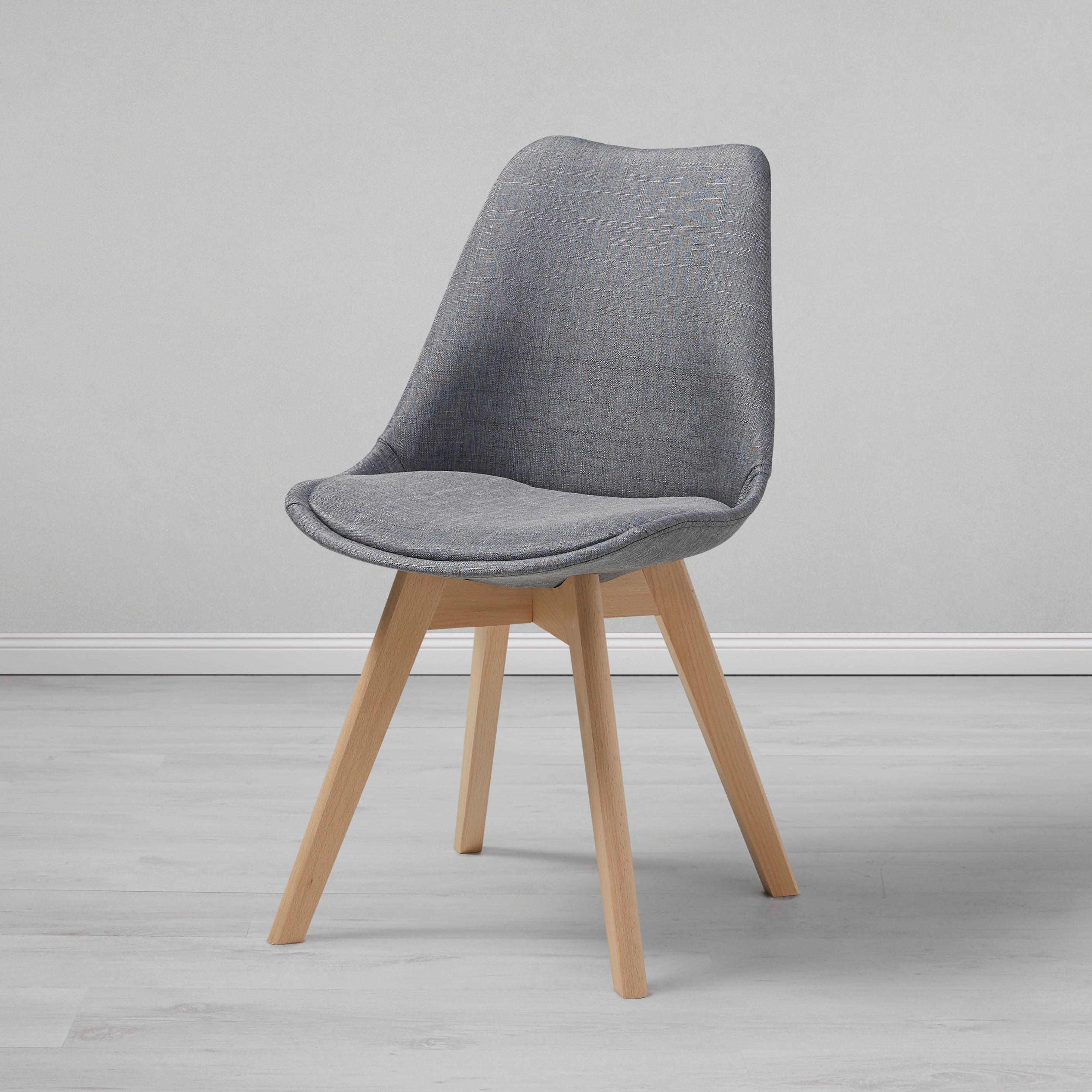 Stuhl "Rocksi", grau, Echtholz Beine - Buchefarben/Grau, MODERN, Holz/Kunststoff (48/82,5/43cm) - Bessagi Home