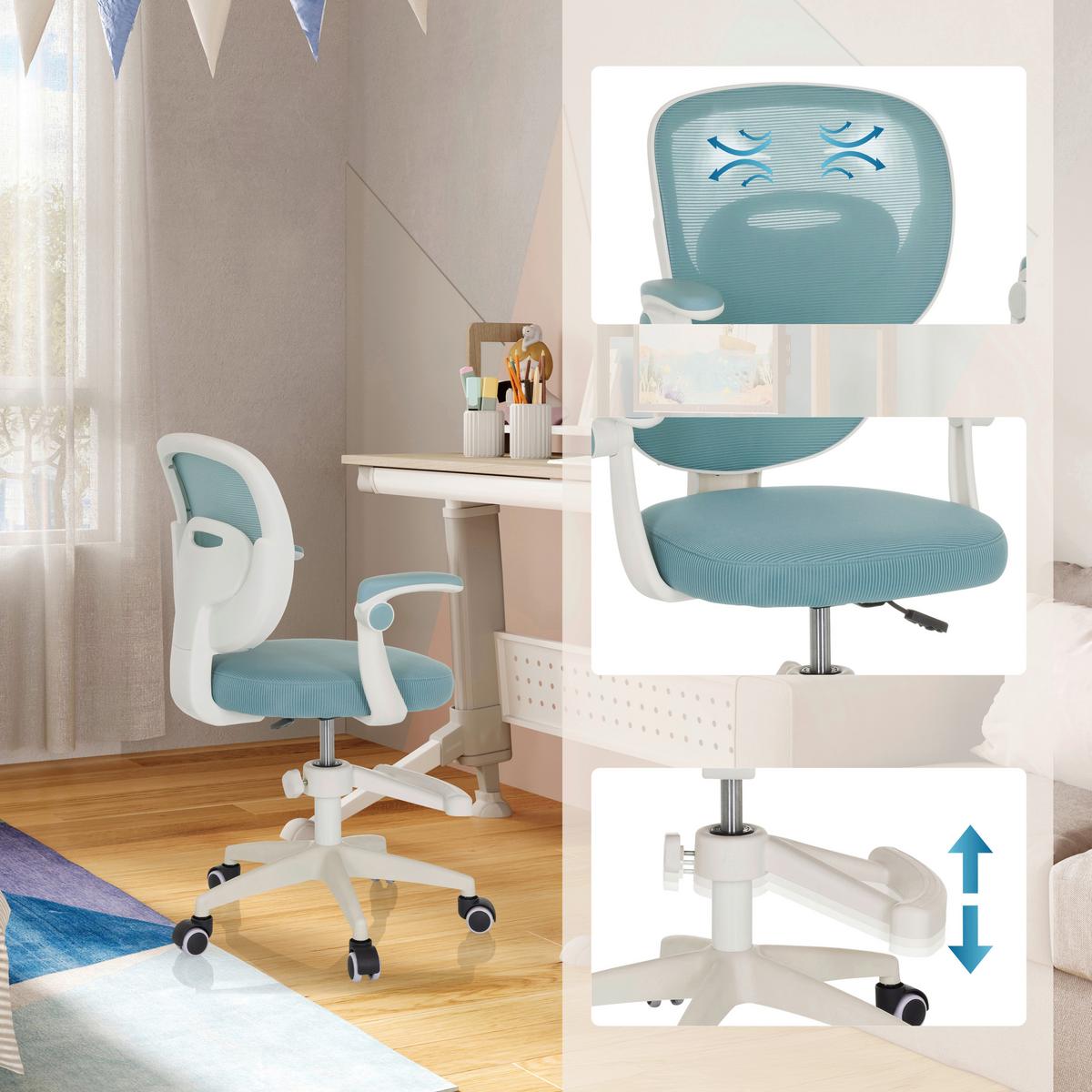 Mladisnki Vrtljivi Stol Kiddy Smart, Modra - bela, Moderno, umetna masa/tekstil (61/84-97/55cm) - MID.YOU