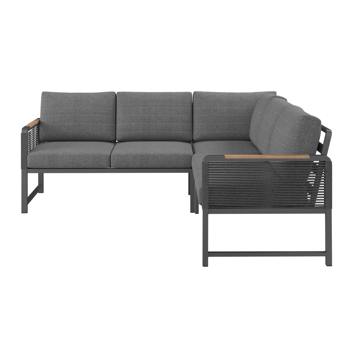 Loungegarnitur Washington Grau/naturfarben, 4-Teilig - siva/naravne barve, Moderno, kovina/umetna masa (192,5/72/73cm) - Mömax
