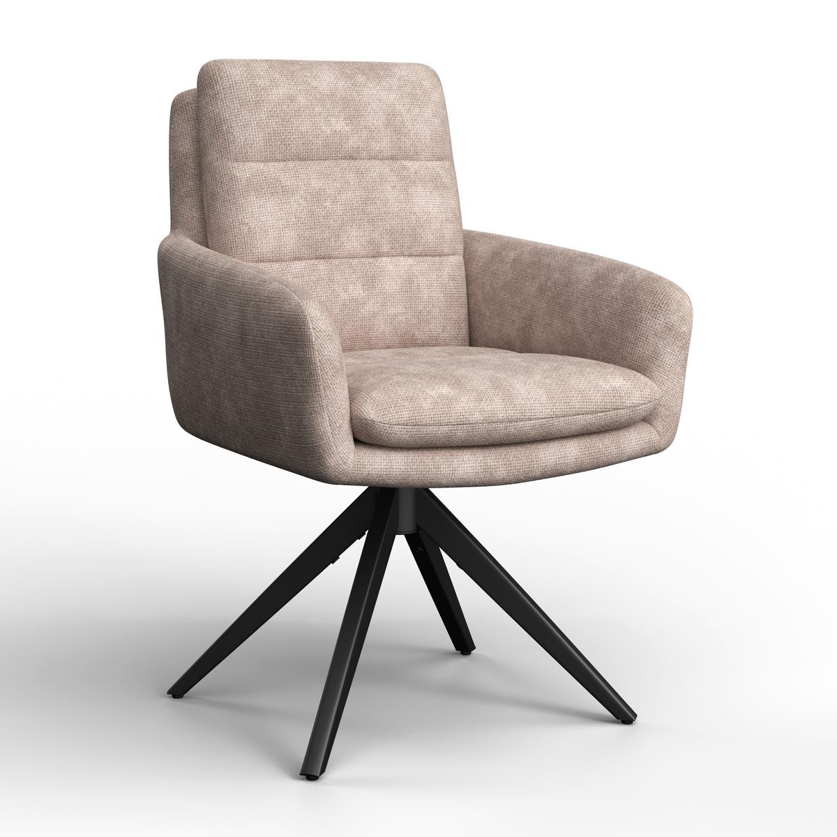Armlehnstuhl Laurin Taupe Webstoff Drehbar Gepolstert - Taupe/Schwarz, MODERN, Holz/Textil (59/93/63cm) - Bessagi Home