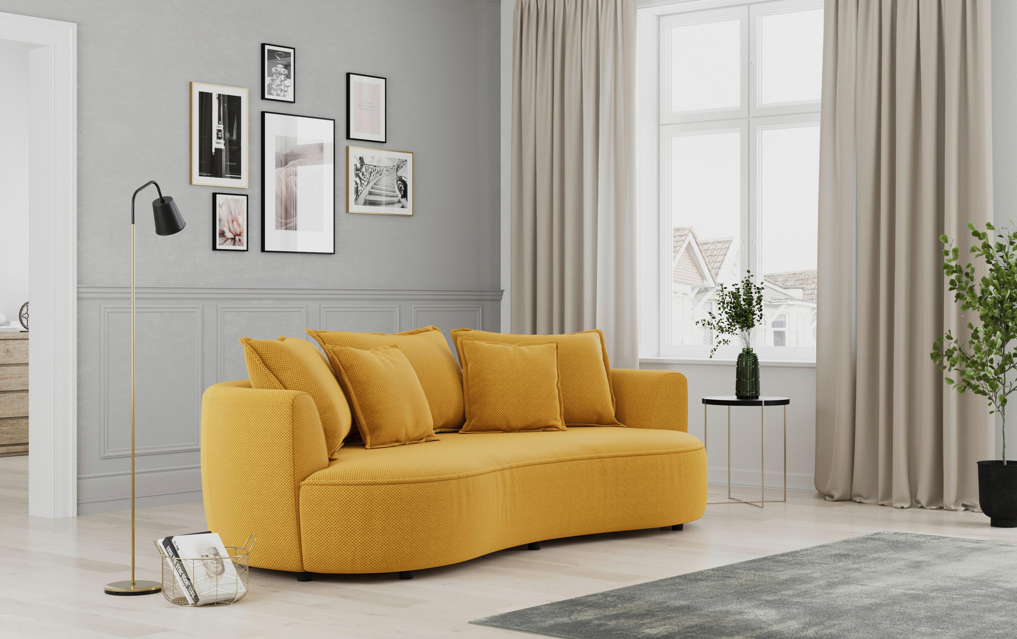 Megasofa Levi Senfgelb - Senfgelb/Schwarz, MODERN, Kunststoff/Textil (229/66/115cm) - Mömax