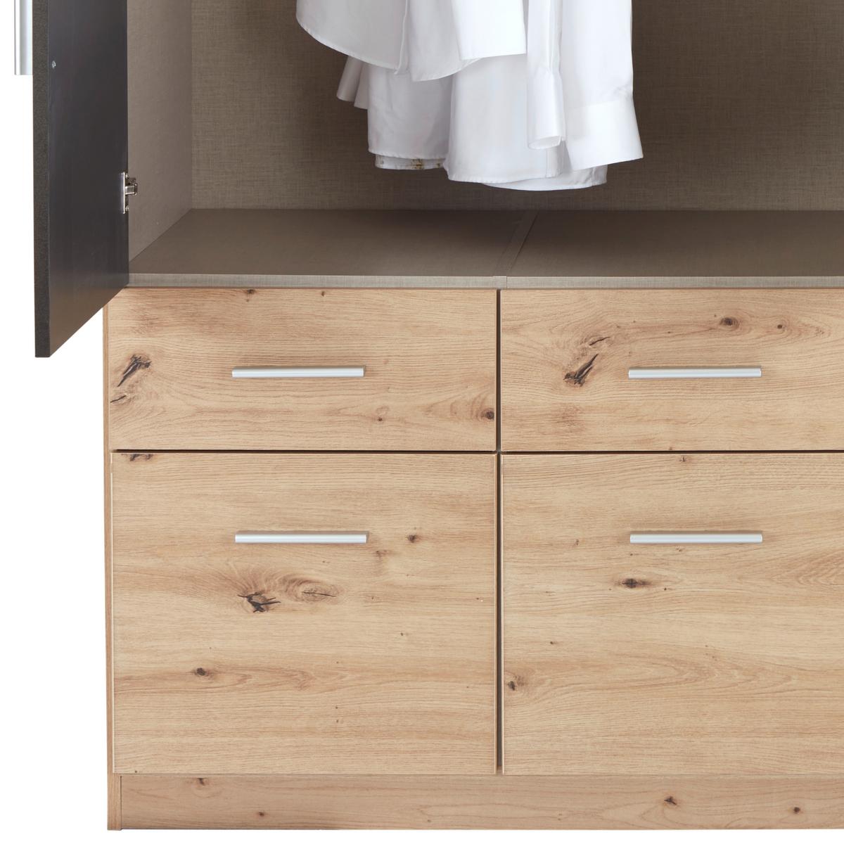 Omara Za Oblačila Celle Extra, Temno Siva, Barva Hrasta - srebrne barve/temno siva, Design, umetna masa/leseni material (136/197/54cm) - Mömax